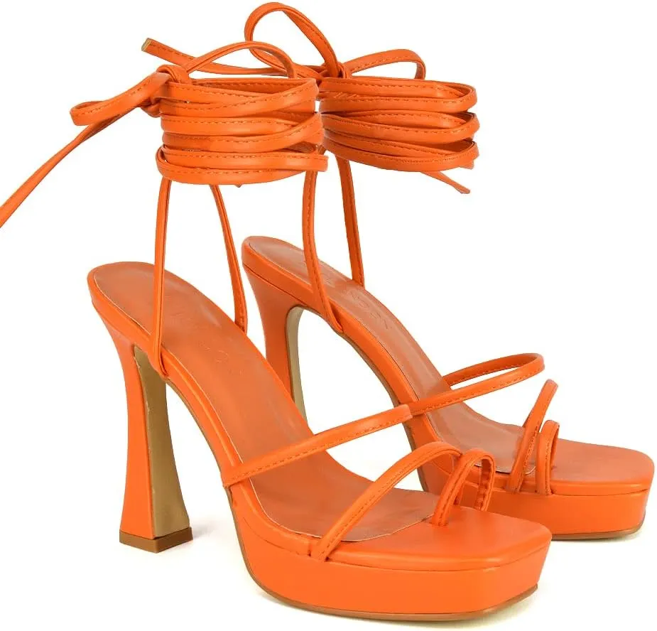 Womens Strappy Platform High Heel Sandals Ladies Lace Up Straps Party Evening Shoes Size