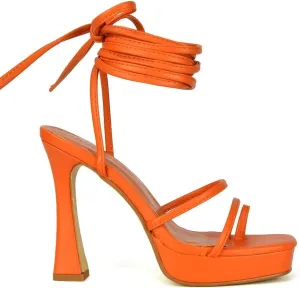Womens Strappy Platform High Heel Sandals Ladies Lace Up Straps Party Evening Shoes Size