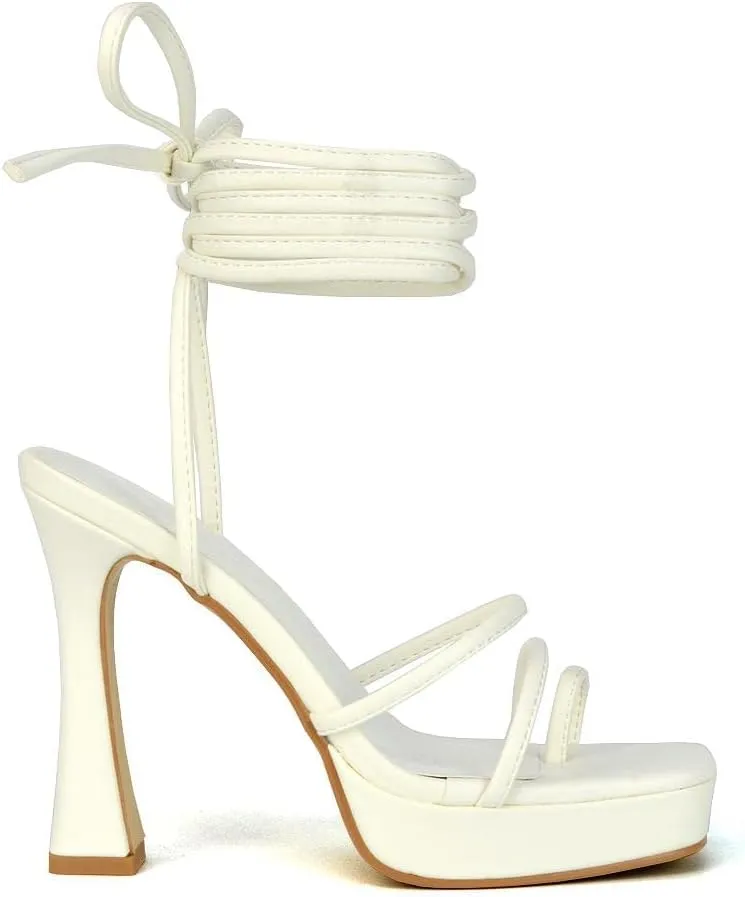 Womens Strappy Platform High Heel Sandals Ladies Lace Up Straps Party Evening Shoes Size
