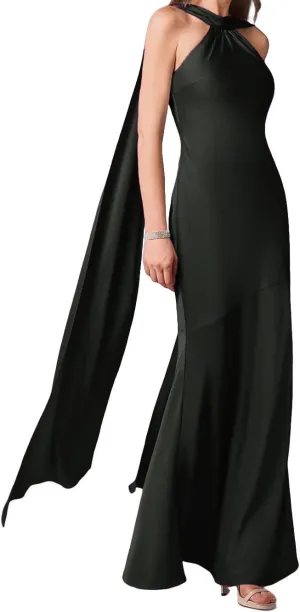 Women's Stretch Satin Halter Bridesmaid Dresses with Slit Mermaid Long Formal Evening Prom Gowns
