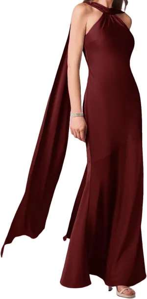 Women's Stretch Satin Halter Bridesmaid Dresses with Slit Mermaid Long Formal Evening Prom Gowns