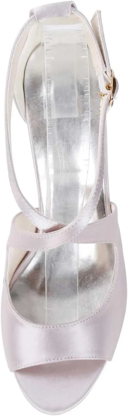 womens wedding Shoes Heels for Women, Women's Ivory Heels White Heels Lace Satin Low Heels, Buckle High Heel Closed Round Toe Pumps Dress Office Wedding Shoes for Women, 8, Champagne(WHITE,7)