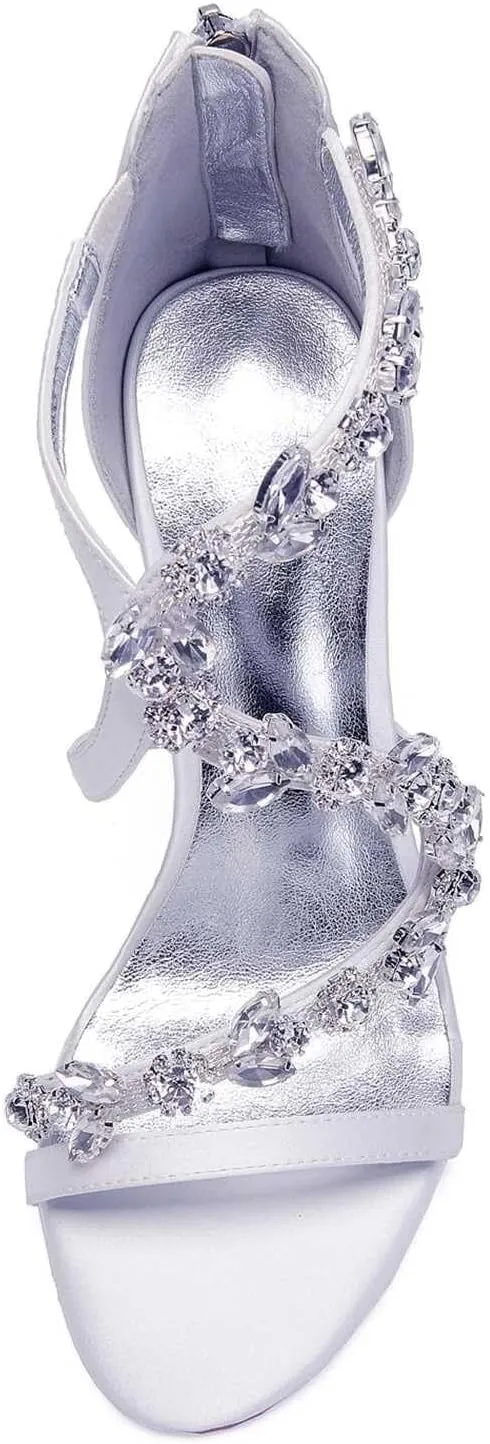 Womens Wedding Shoes Women's 4.13" Kitten Heel Sandals | Open Toe with Ankle Zipper & Rhinestone Accents | Perfect for Summer Dresses & Casual Outfits(Teal,11)