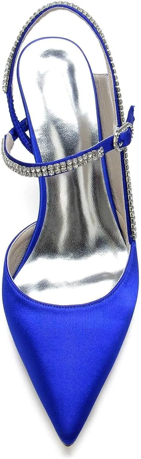 Womens Wedding Shoes Womens Low Heels Sandals Pointed Toe Wedding Mary Jane Rhinestone High Stiletto Heel Summer Cute Wedding Bridal Shoes, 11.5, Rose Red(Ivory,10)