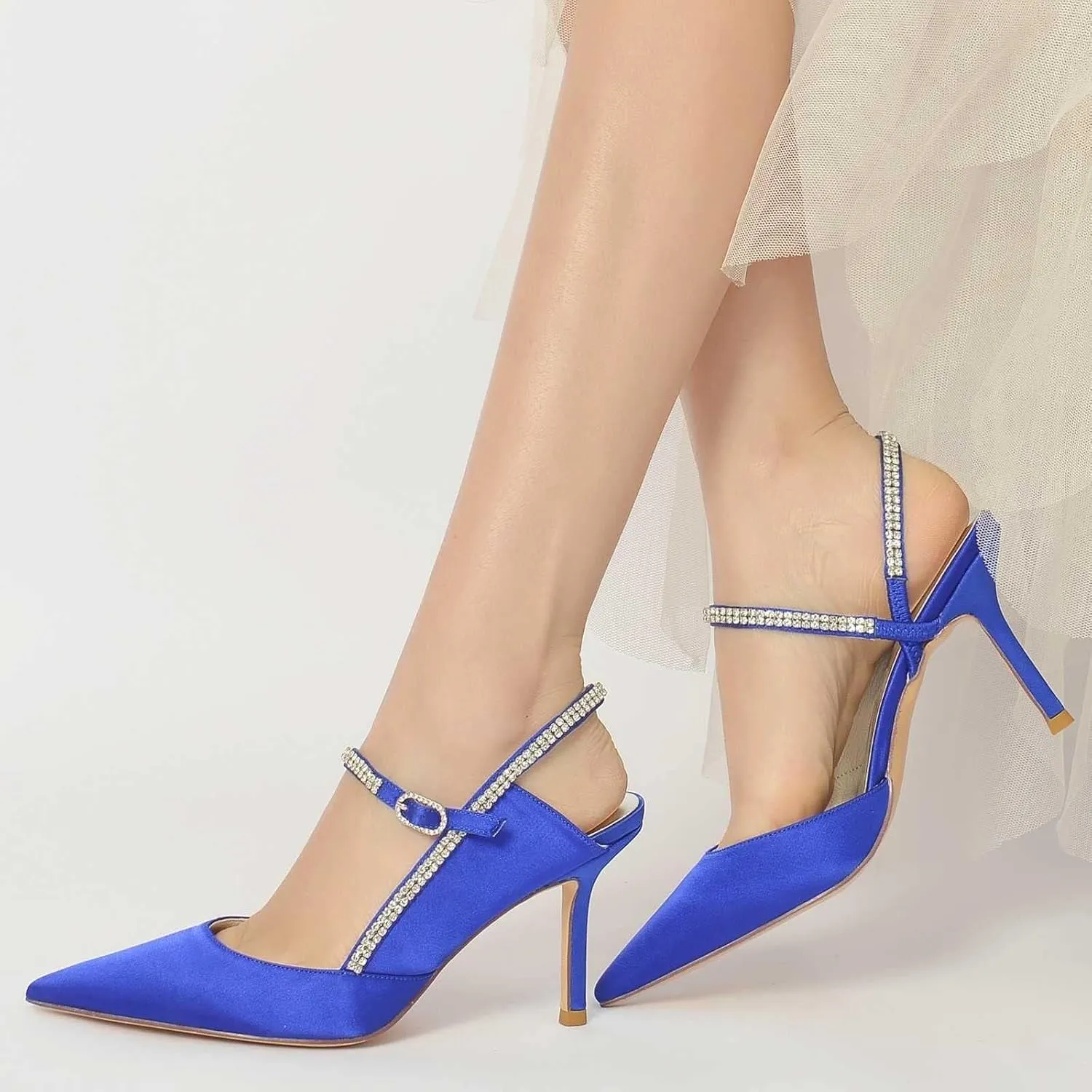 Womens Wedding Shoes Womens Low Heels Sandals Pointed Toe Wedding Mary Jane Rhinestone High Stiletto Heel Summer Cute Wedding Bridal Shoes, 11.5, Rose Red(Ivory,10)