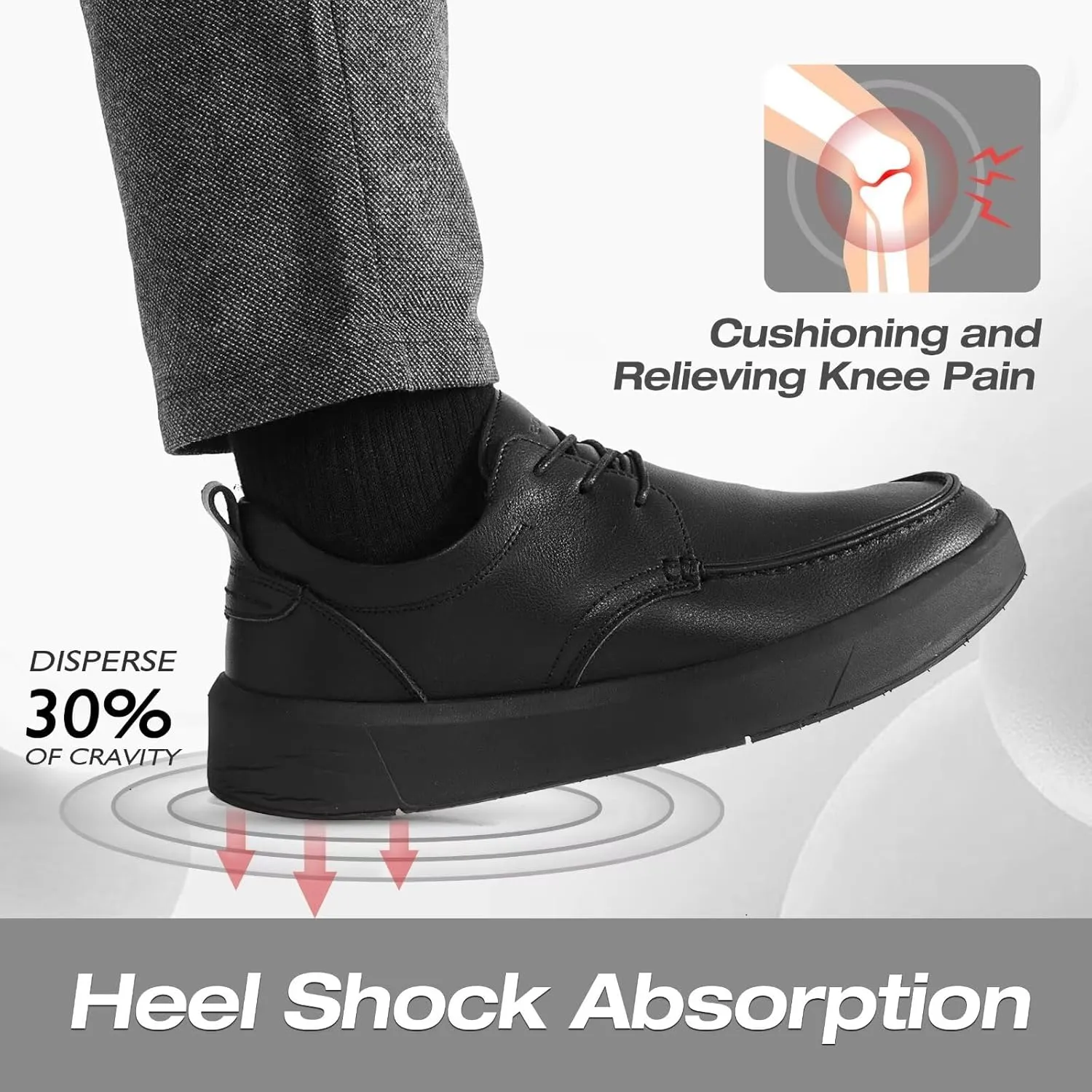 XPACS Men's Orthopedic Leather Dress Walking Shoes: Comfortable Plantar Fasciitis Arch Support Sneakers, Casual Business Work Adjustable Fit Orthotic Flat Feet Oxfords for Heel Foot Pain Relief