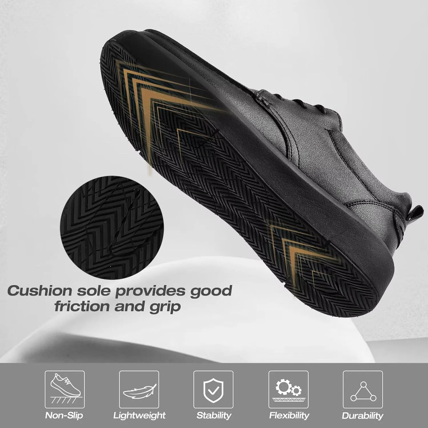 XPACS Men's Orthopedic Leather Dress Walking Shoes: Comfortable Plantar Fasciitis Arch Support Sneakers, Casual Business Work Adjustable Fit Orthotic Flat Feet Oxfords for Heel Foot Pain Relief