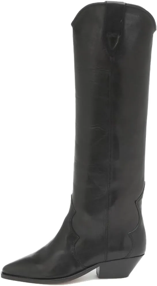 YIYA Western Suede Cowboy Boots Women's Classic Pointed Toe Cowgirl Boot Female Mid-Calf Booties for Women