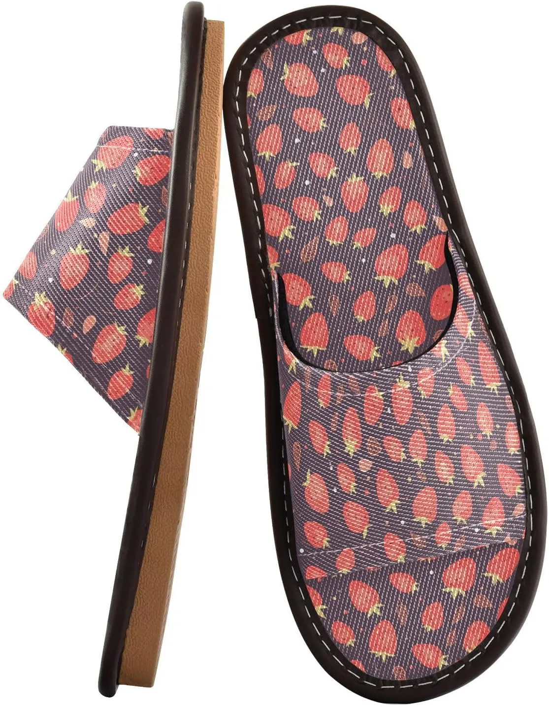 Yuiboo Cute Strawberries Men Women's Bedroom Slippers Washable Beach Sandals for Beach Beach Indoor
