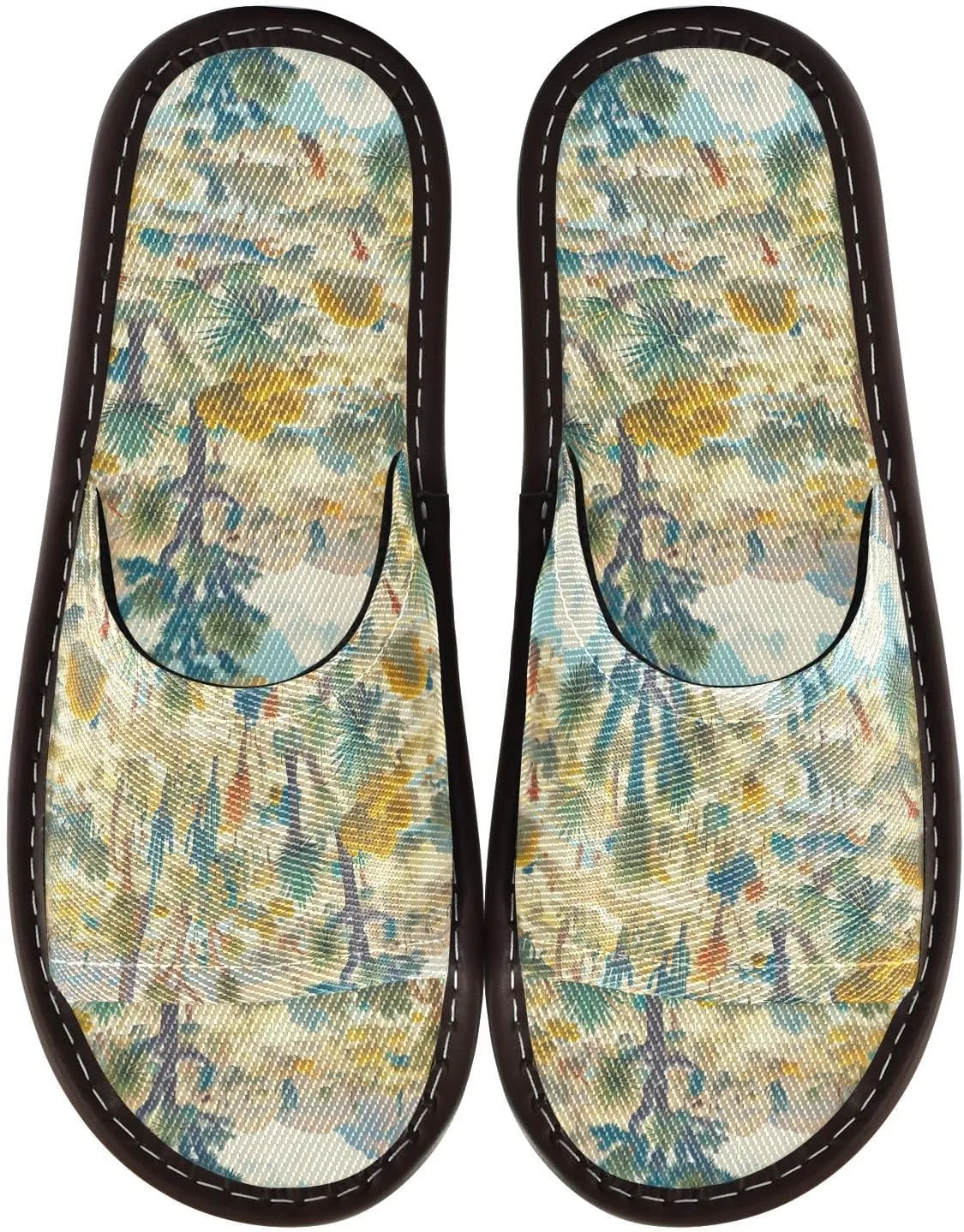 Yuiboo Desert Green Trees Men Women Fashion Slippers Portable Slides Sandals for Beach Travel Bedroom
