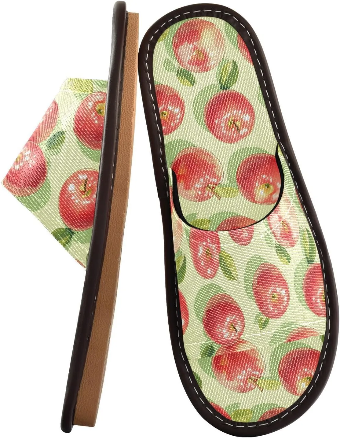 Yuiboo Red Apples Light Green Mens House Slippers Breathable Slides Sandals for Bedroom Bedroom Indoor