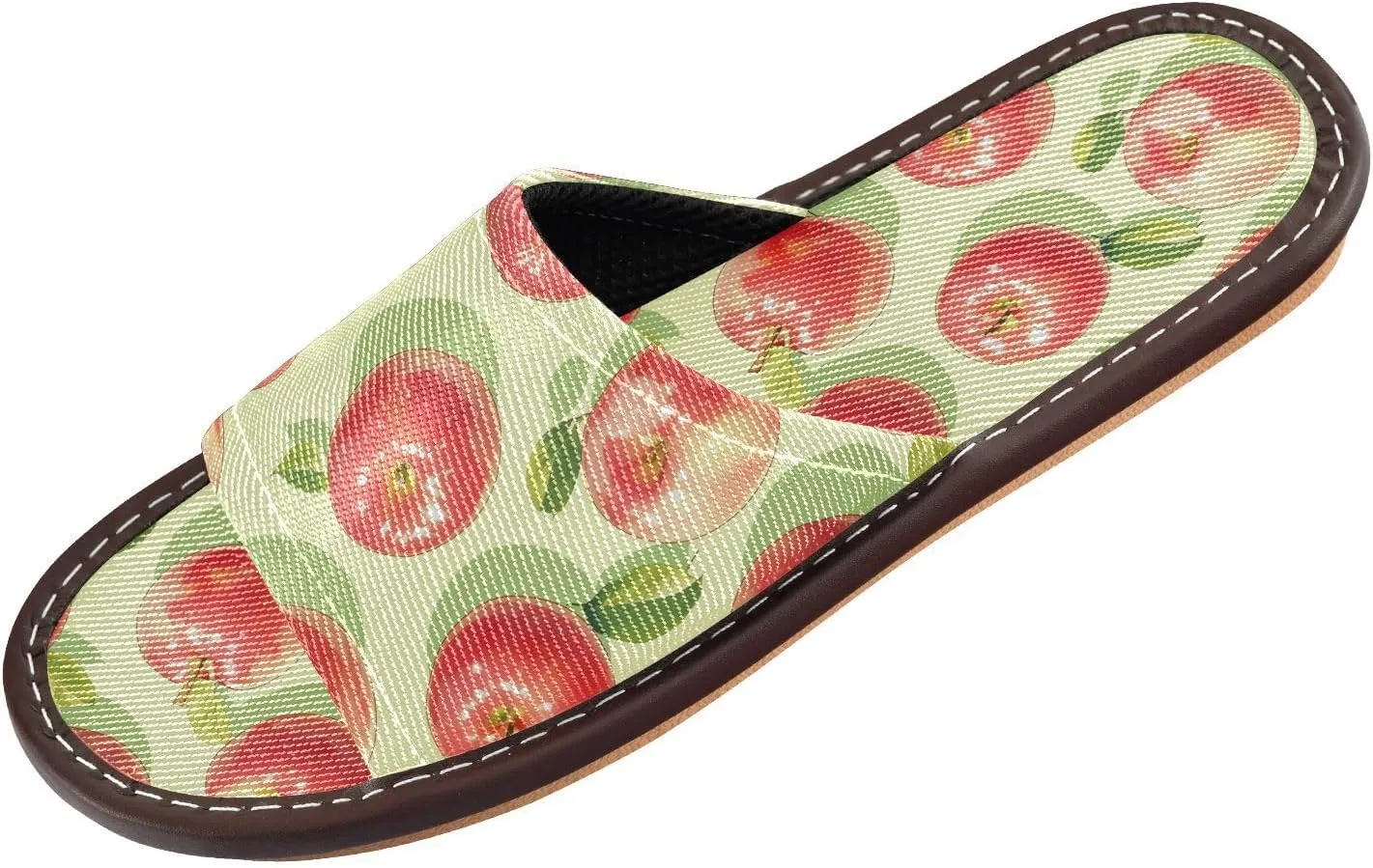 Yuiboo Red Apples Light Green Mens House Slippers Breathable Slides Sandals for Bedroom Bedroom Indoor