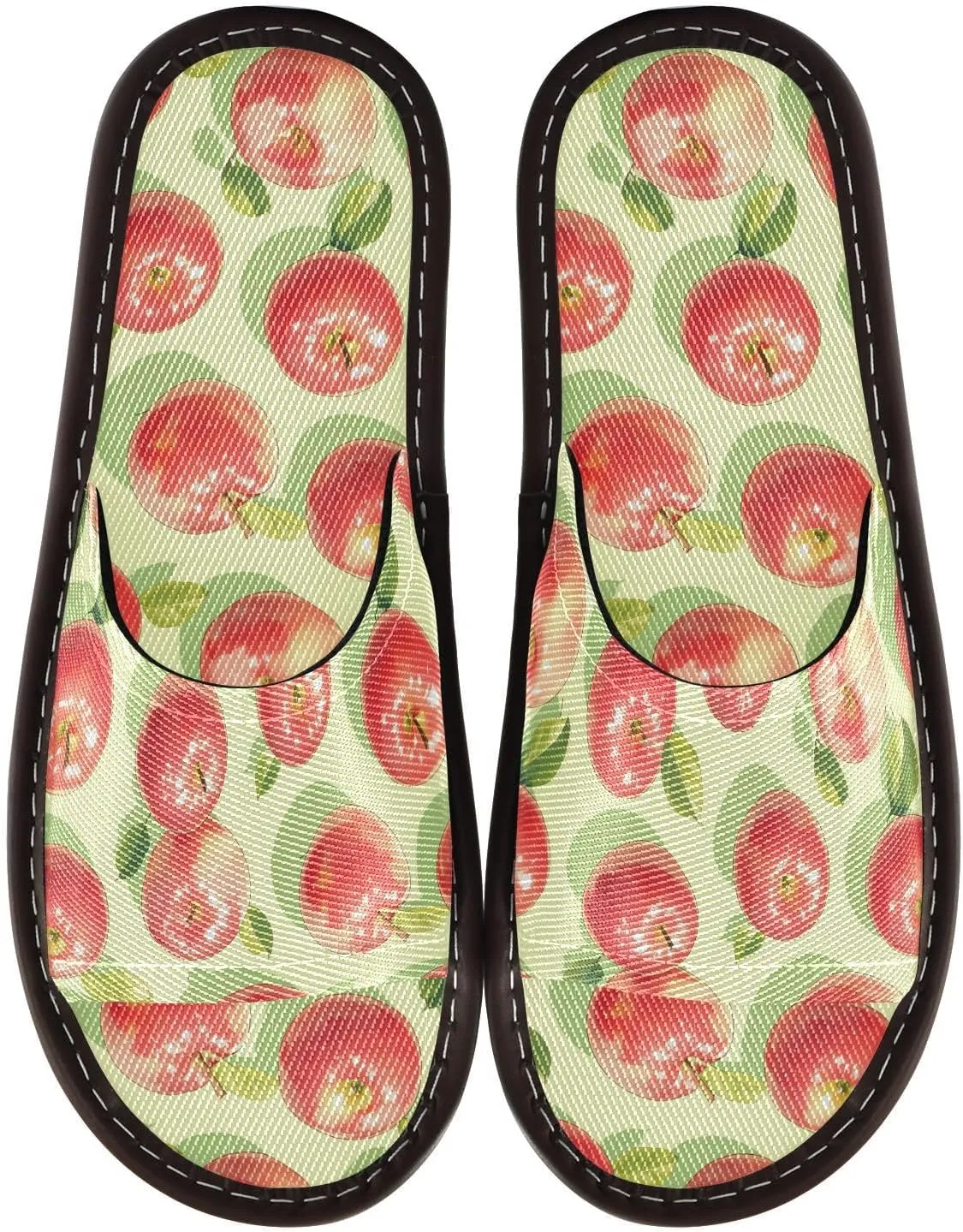 Yuiboo Red Apples Light Green Mens House Slippers Breathable Slides Sandals for Bedroom Bedroom Indoor