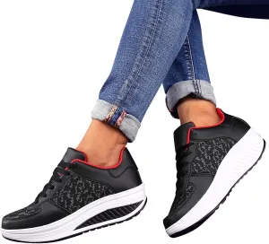 ZBYY High Heel Wedge Sneakers for Women Comfort Wedge Platform Athletic Tennis Sneakers Fitness Walking Shoes