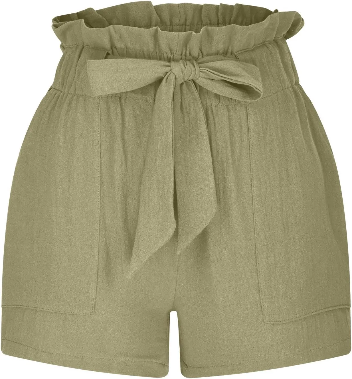 ZDRZK High Waist Paperbag Shorts for Women 2023 Casual Wide Leg Summer Cotton Linen Shorts with Pockets Trendy 2023
