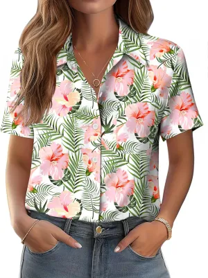 Zeagoo Womens Button Down Shirt Bust Pocket Short Sleeve Blouses Business Casual Work Tops Summer Outfits