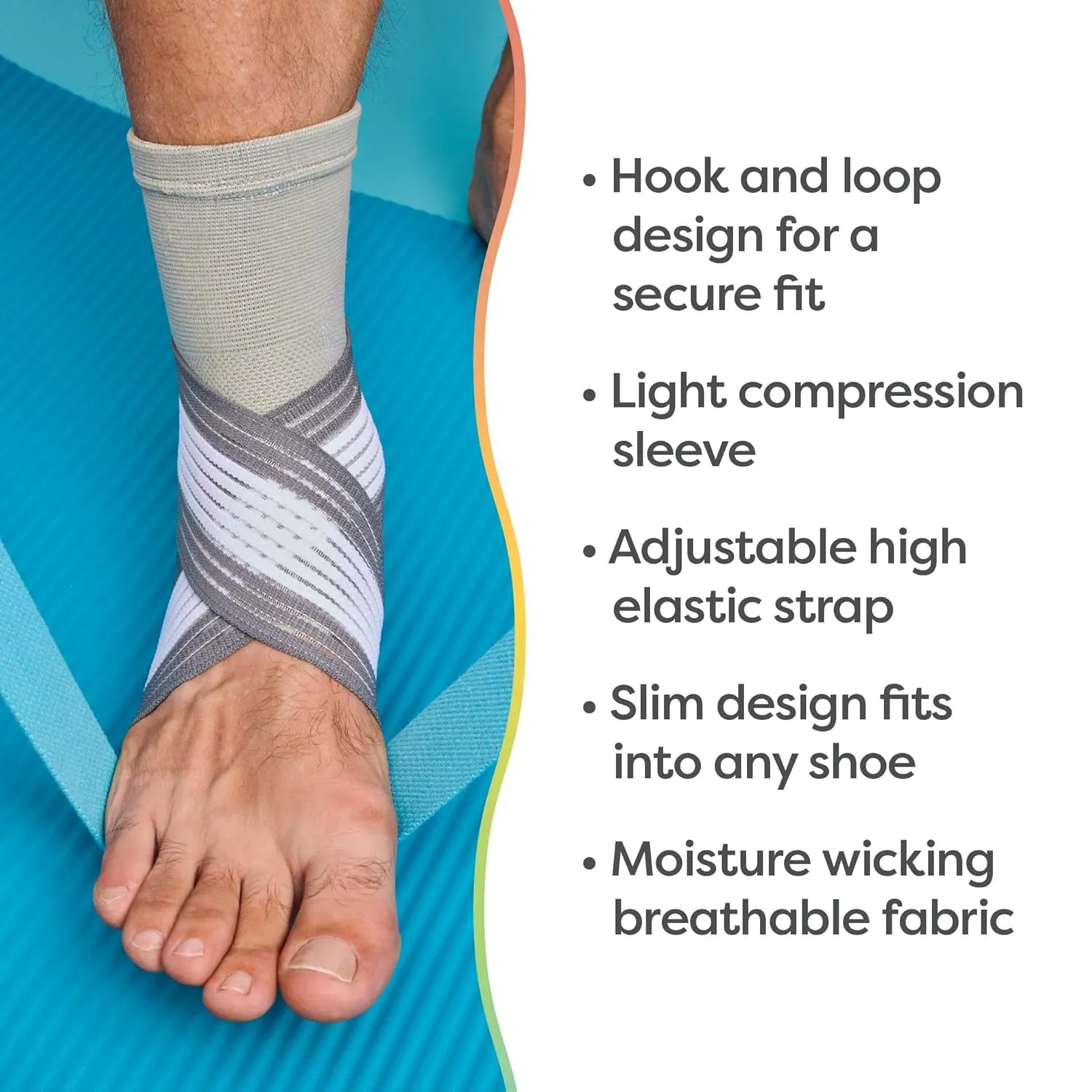 ZenToes Ankle Support Brace for Women and Men, Easy to Use Compression Sleeve with Adjustable Stabilizer Wrap, Wear with Shoes and Socks, Helps Prevent Sprained Ankle Injury - 1 Count (Gray, Wide