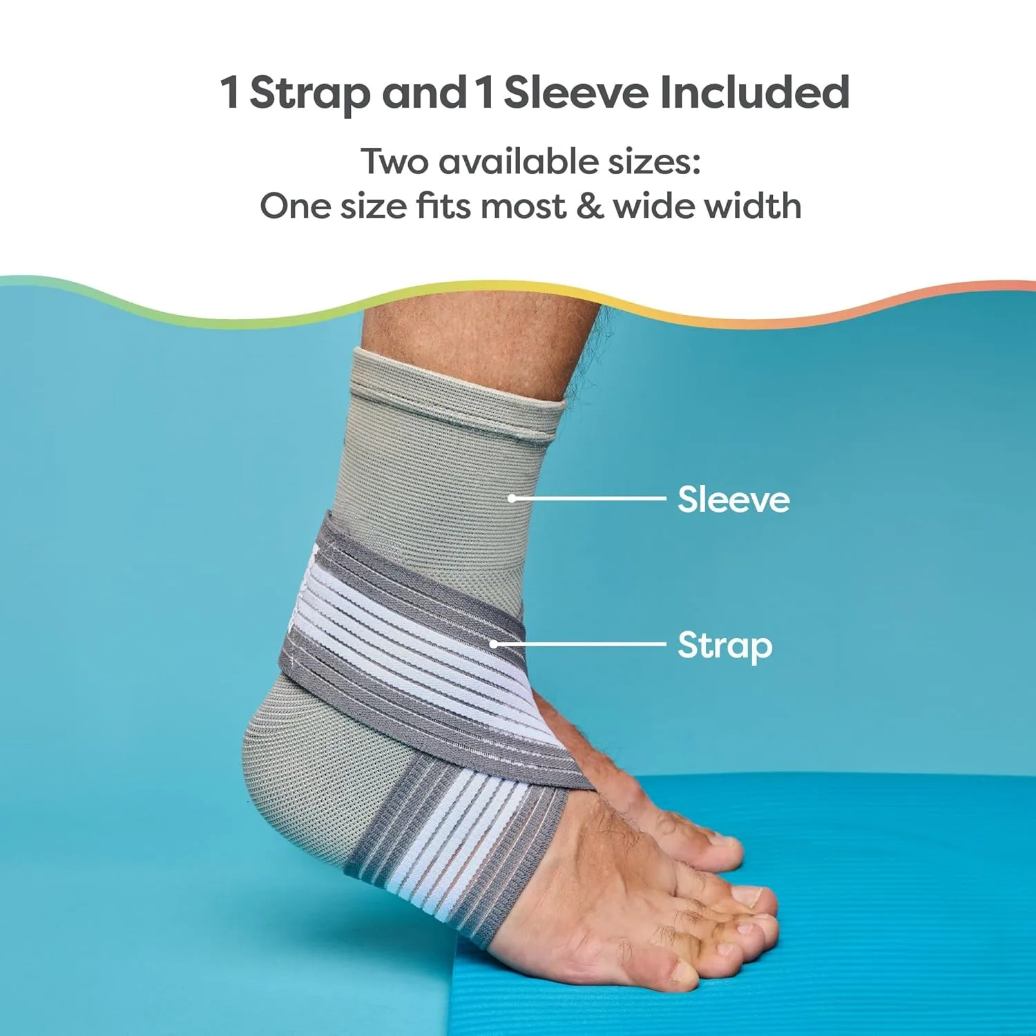 ZenToes Ankle Support Brace for Women and Men, Easy to Use Compression Sleeve with Adjustable Stabilizer Wrap, Wear with Shoes and Socks, Helps Prevent Sprained Ankle Injury - 1 Count (Gray, Wide