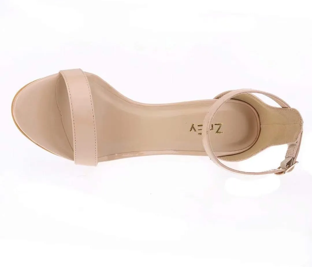 ZriEy Women's Heeled Sandals 4 Inches Open Toe Stiletto High Heels Ankle Strap Fashion Bridal Party Wedding Pump Shoes