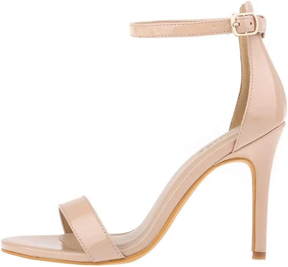 ZriEy Women's Heeled Sandals 4 Inches Open Toe Stiletto High Heels Ankle Strap Fashion Bridal Party Wedding Pump Shoes